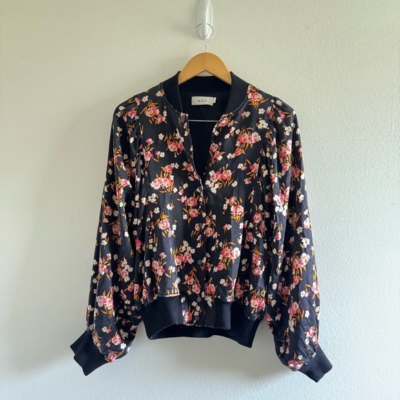 A.L.C. Kelley Floral Bomber Silk Blend Jacket size Small - Picture 2 of 11